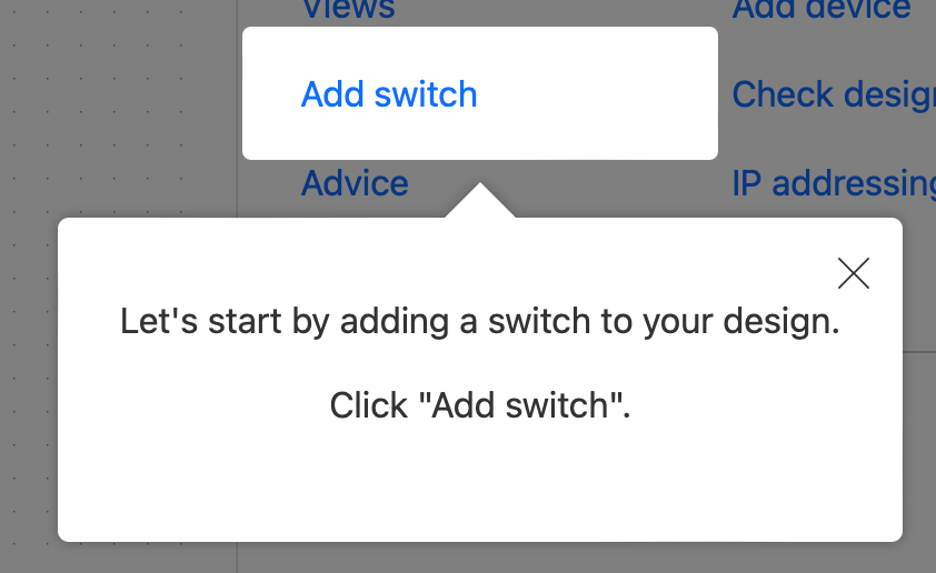 The “Add switch” tool pane button is highlighted with a tooltip, inviting the user to switch to that tool pane.